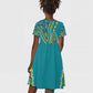 Dashiki Kid Short Sleeve Dress Luxury Afro - Teal