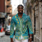 Dashiki Long Sleeve Button Shirt Luxury Afro - Teal