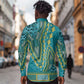 Dashiki Long Sleeve Button Shirt Luxury Afro - Teal