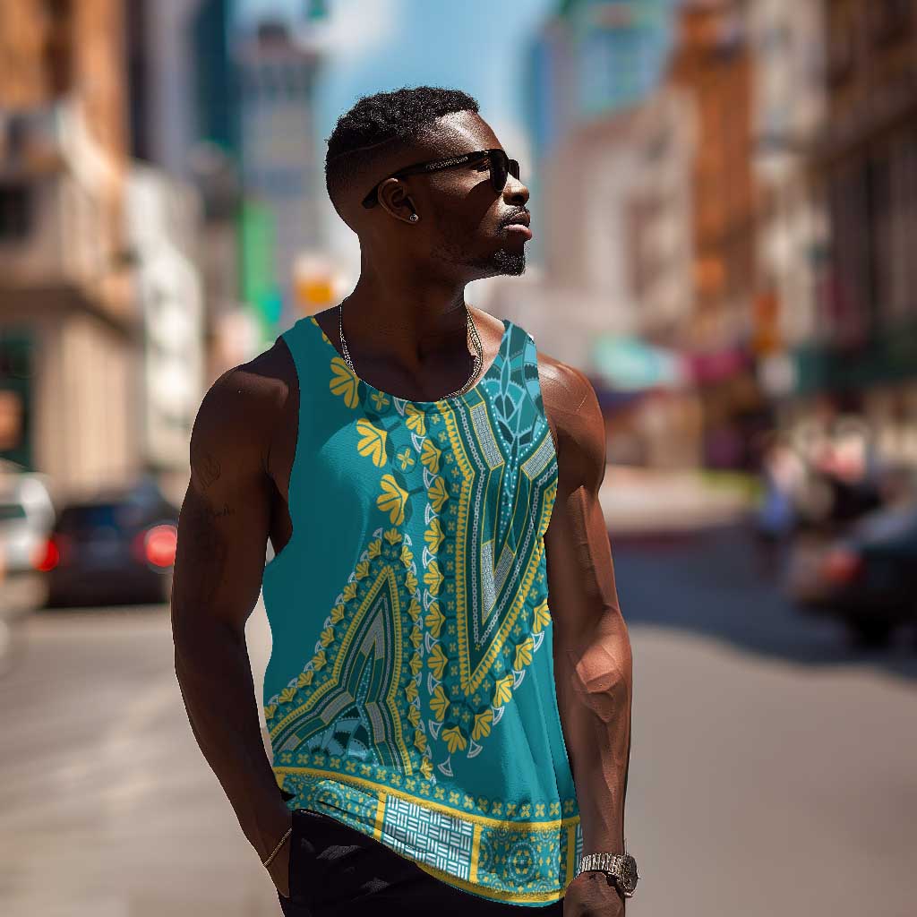 Dashiki Men Tank Top Luxury Afro - Teal