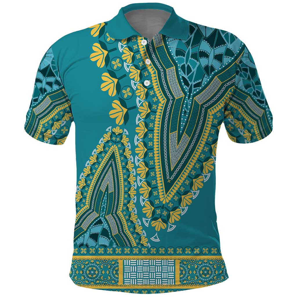 Dashiki Polo Shirt Luxury Afro - Teal