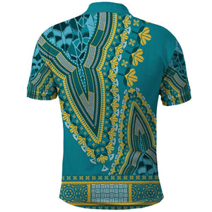 Dashiki Polo Shirt Luxury Afro - Teal