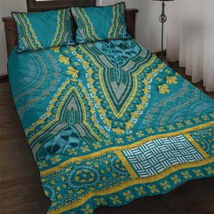 Dashiki Quilt Bed Set Luxury Afro - Teal