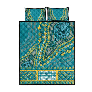 Dashiki Quilt Bed Set Luxury Afro - Teal