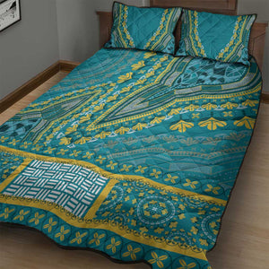 Dashiki Quilt Bed Set Luxury Afro - Teal