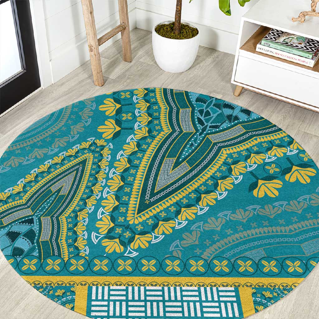 Dashiki Round Carpet Luxury Afro - Teal