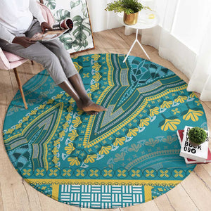 Dashiki Round Carpet Luxury Afro - Teal