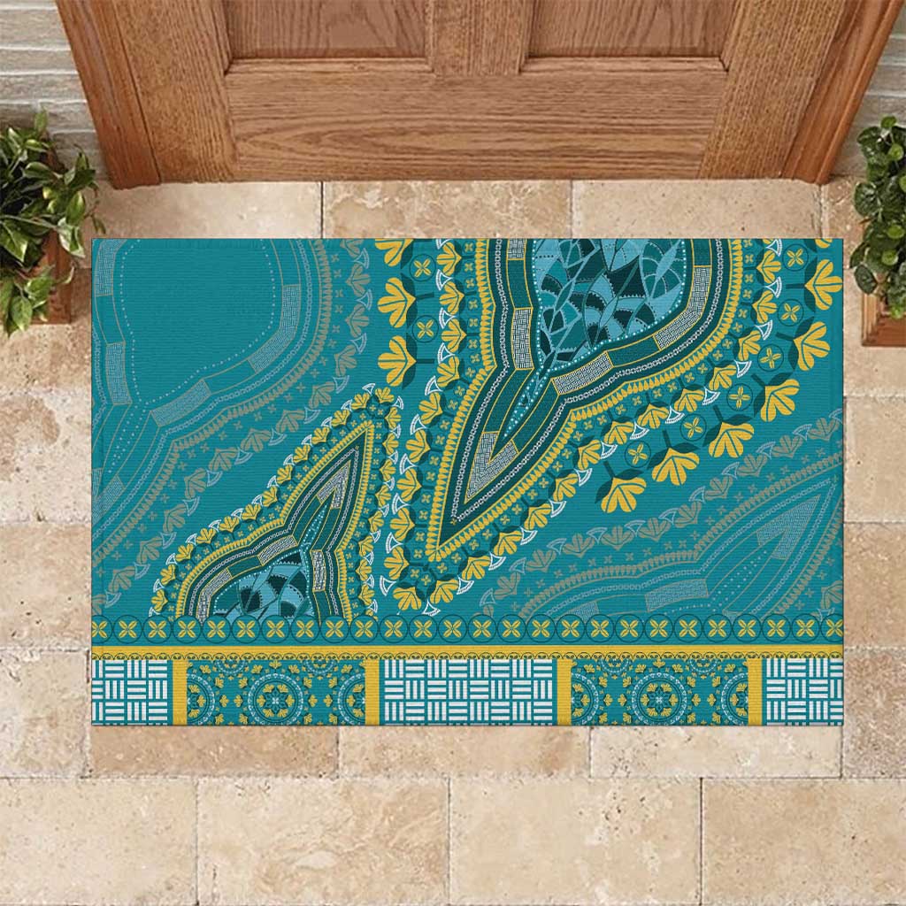 Dashiki Rubber Doormat Luxury Afro - Teal