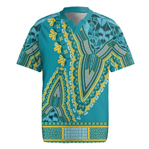 Dashiki Rugby Jersey Luxury Afro - Teal