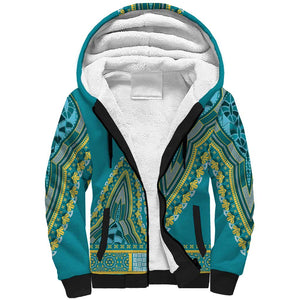 Dashiki Sherpa Hoodie Luxury Afro - Teal