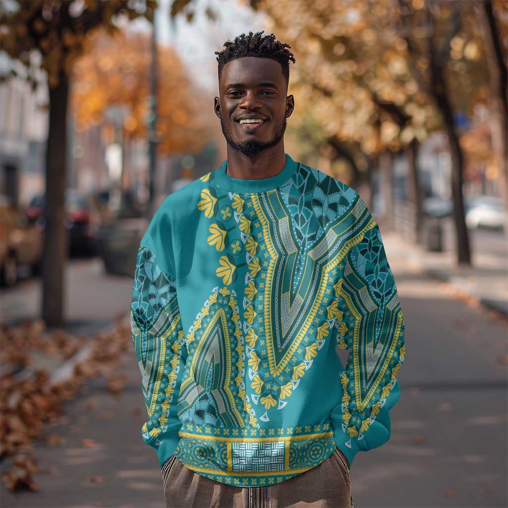 Dashiki Sweatshirt Luxury Afro - Teal