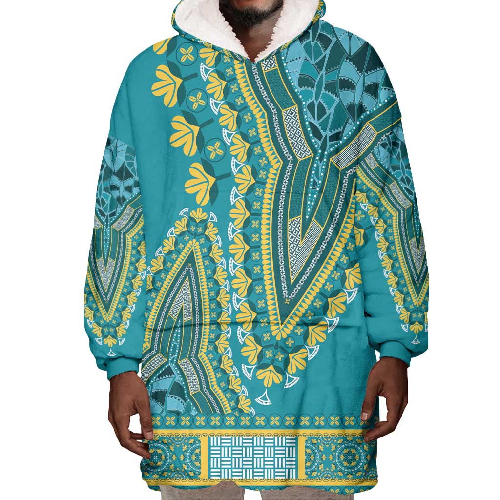 Dashiki Wearable Blanket Hoodie Luxury Afro - Teal