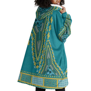 Dashiki Wearable Blanket Hoodie Luxury Afro - Teal