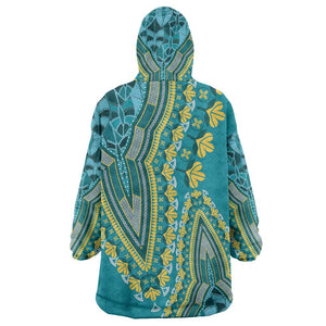 Dashiki Wearable Blanket Hoodie Luxury Afro - Teal