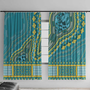 Dashiki Window Curtain Luxury Afro - Teal