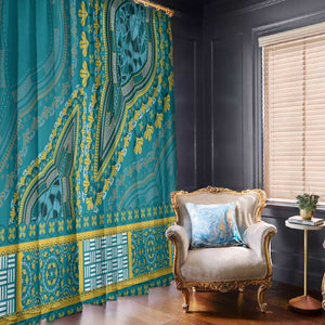 Dashiki Window Curtain Luxury Afro - Teal