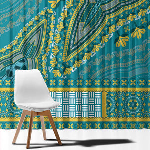 Dashiki Window Curtain Luxury Afro - Teal