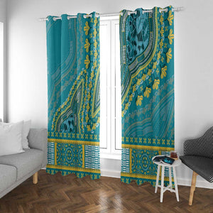 Dashiki Window Curtain Luxury Afro - Teal