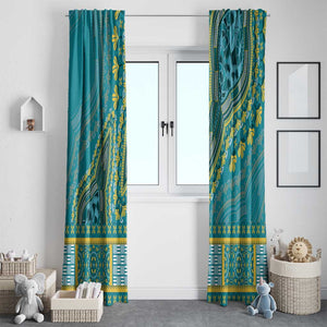 Dashiki Window Curtain Luxury Afro - Teal