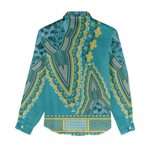 Dashiki Women Casual Shirt Luxury Afro - Teal