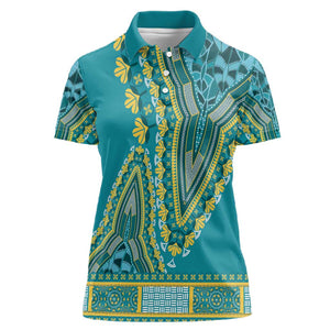 Dashiki Women Polo Shirt Luxury Afro - Teal