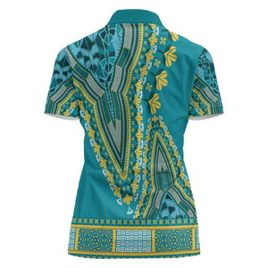 Dashiki Women Polo Shirt Luxury Afro - Teal