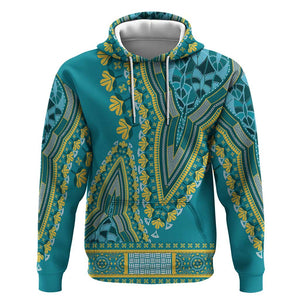 Dashiki Zip Hoodie Luxury Afro - Teal