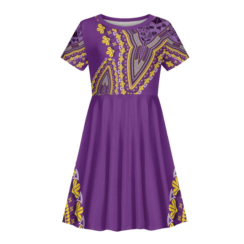 Dashiki Kid Short Sleeve Dress Luxury Afro - Violet