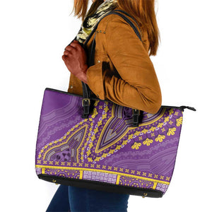 Dashiki Leather Tote Bag Luxury Afro - Violet