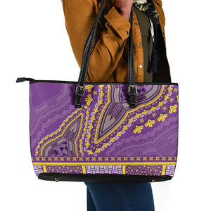 Dashiki Leather Tote Bag Luxury Afro - Violet