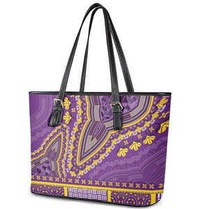 Dashiki Leather Tote Bag Luxury Afro - Violet