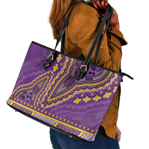 Dashiki Leather Tote Bag Luxury Afro - Violet