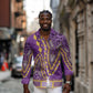 Dashiki Long Sleeve Button Shirt Luxury Afro - Violet