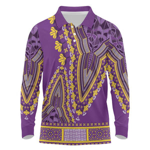 Dashiki Long Sleeve Polo Shirt Luxury Afro - Violet