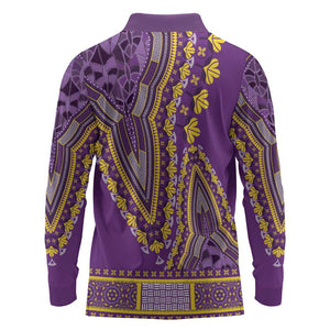 Dashiki Long Sleeve Polo Shirt Luxury Afro - Violet