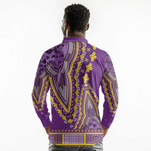 Dashiki Long Sleeve Polo Shirt Luxury Afro - Violet