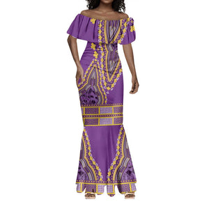 Dashiki Mermaid Dress Luxury Afro - Violet