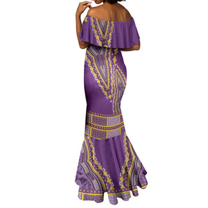 Dashiki Mermaid Dress Luxury Afro - Violet