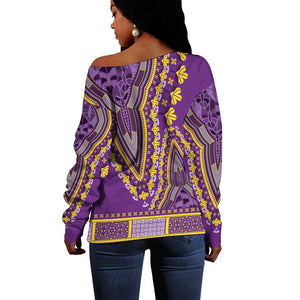 Dashiki Off Shoulder Sweater Luxury Afro - Violet