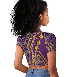 Dashiki Raglan Cropped T shirt Luxury Afro - Violet