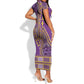 Dashiki Short Sleeve Bodycon Dress Luxury Afro - Violet LT7