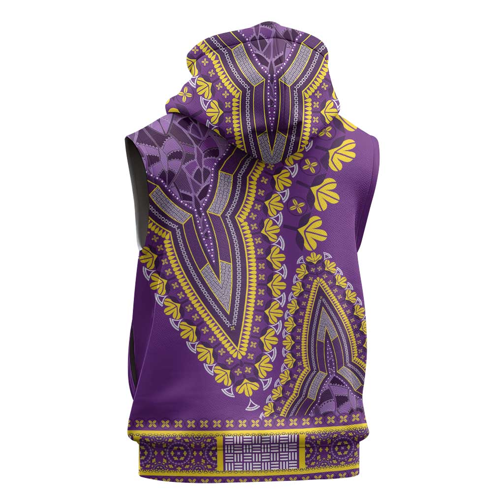 Dashiki Sleeveless Zip Hoodie Luxury Afro - Violet - African Pride