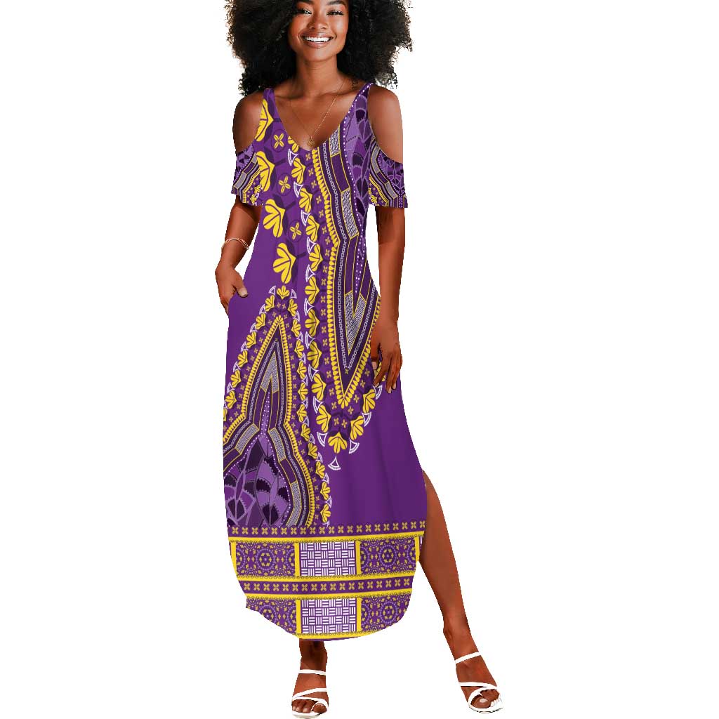 Dashiki Summer Maxi Dress Luxury Afro - Violet