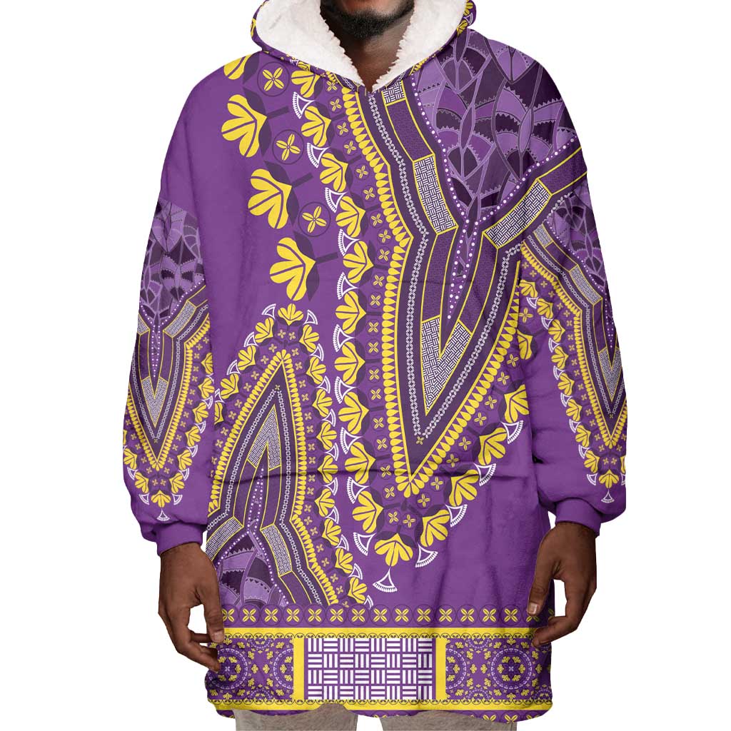 Dashiki Wearable Blanket Hoodie Luxury Afro - Violet