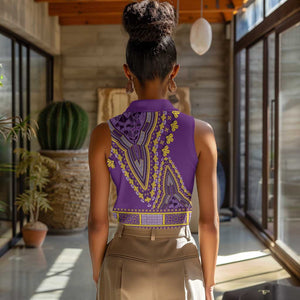 Dashiki Women Sleeveless Polo Shirt Luxury Afro - Violet