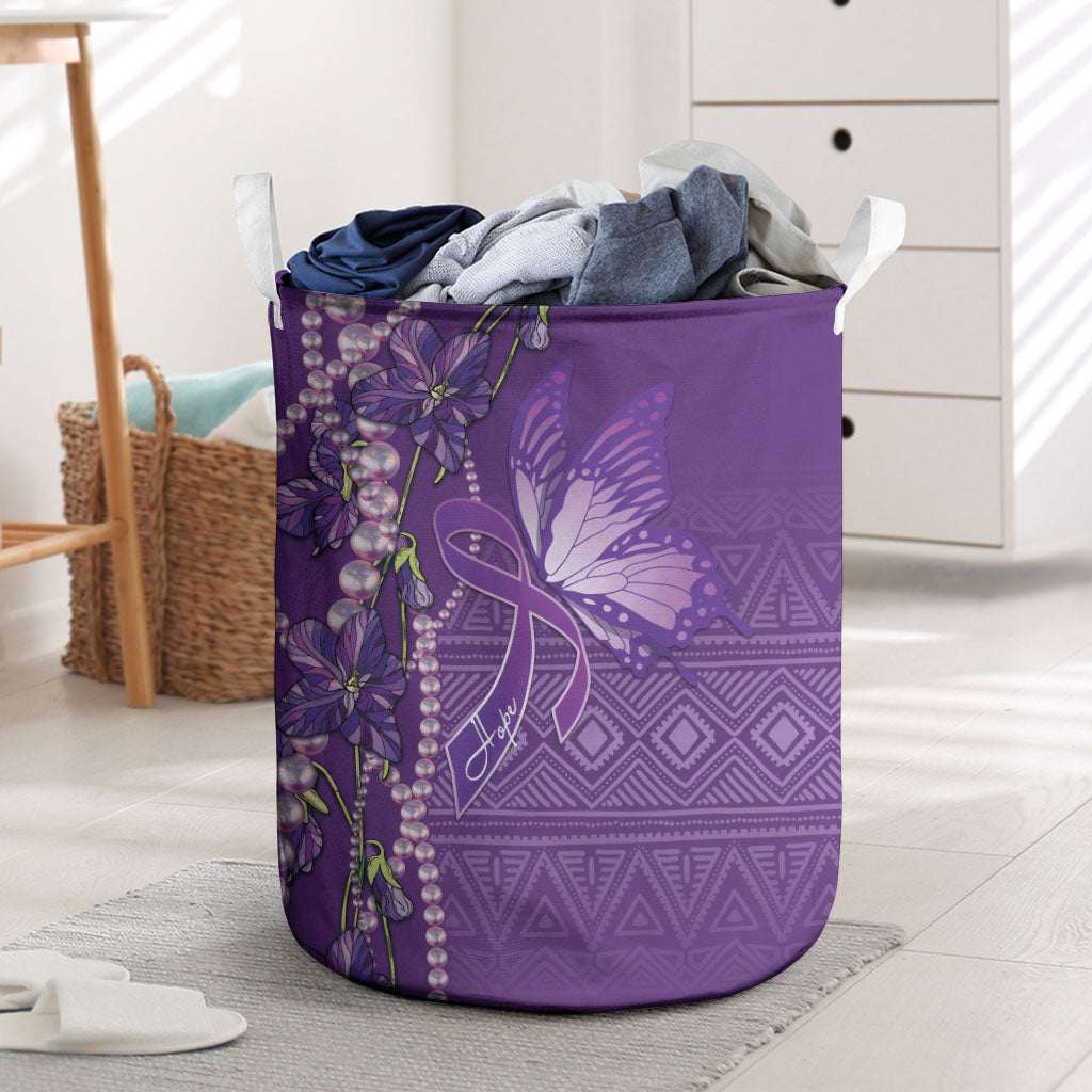 Lupus Awareness Purple Ribbon Butterfly Laundry Basket Hope