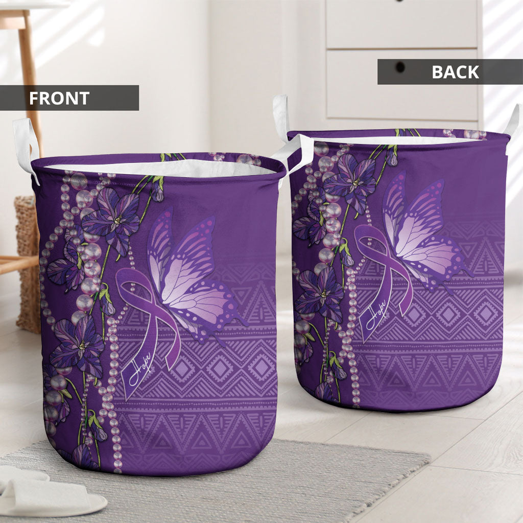 Lupus Awareness Purple Ribbon Butterfly Laundry Basket Hope