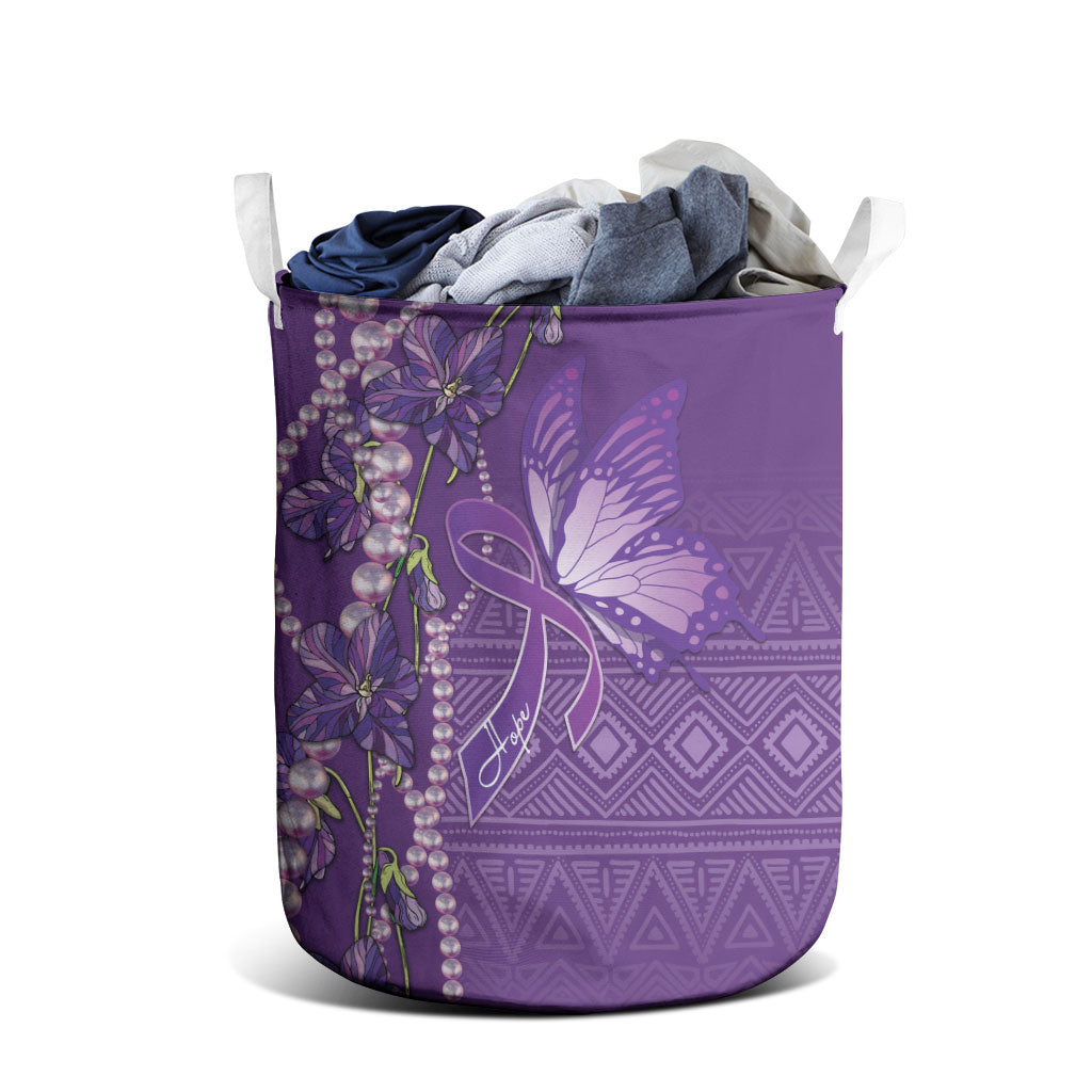 Lupus Awareness Purple Ribbon Butterfly Laundry Basket Hope