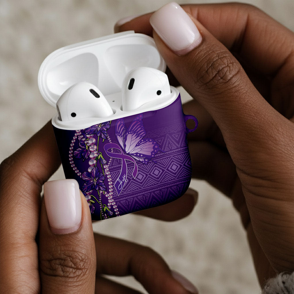 Lupus Awareness Purple Ribbon Butterfly AirPods Case Hope
