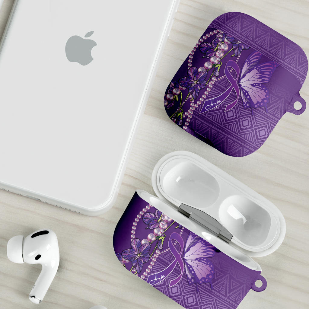 Lupus Awareness Purple Ribbon Butterfly AirPods Case Hope